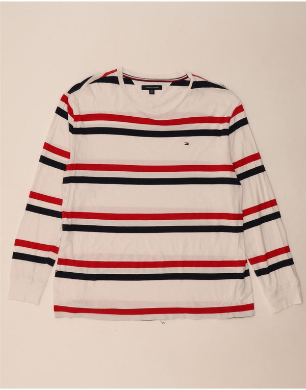 Top masculino TOMMY HILFIGER manga comprida XL algodão listrado branco