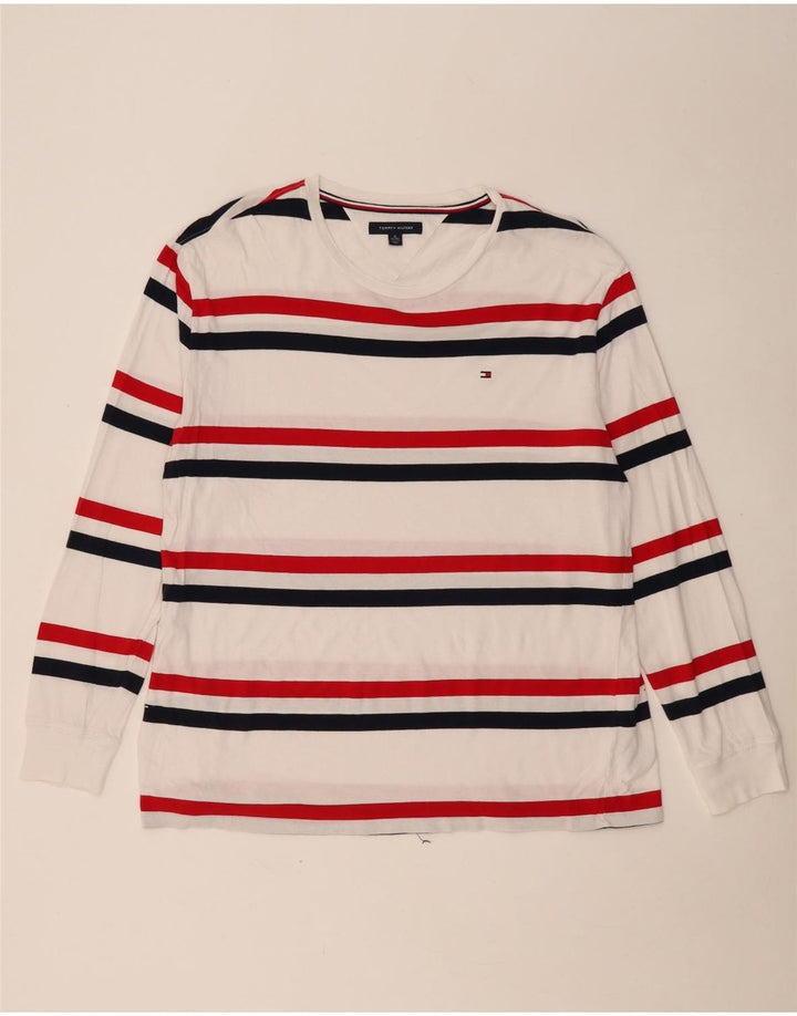 Top masculino TOMMY HILFIGER manga comprida XL algodão listrado branco