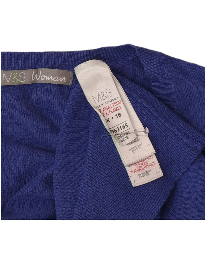 Suéter feminino Marks & Spencer com decote em V Reino Unido 16 grande azul poliamida