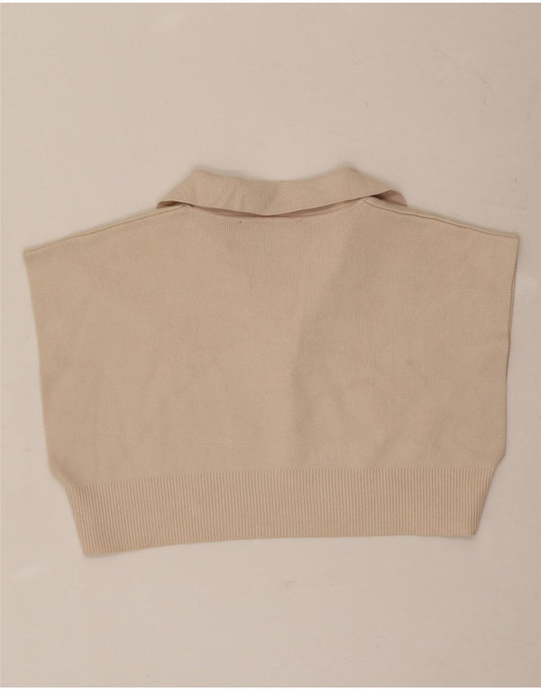 Camisa polo feminina sem mangas Zara UK 10 pequena bege