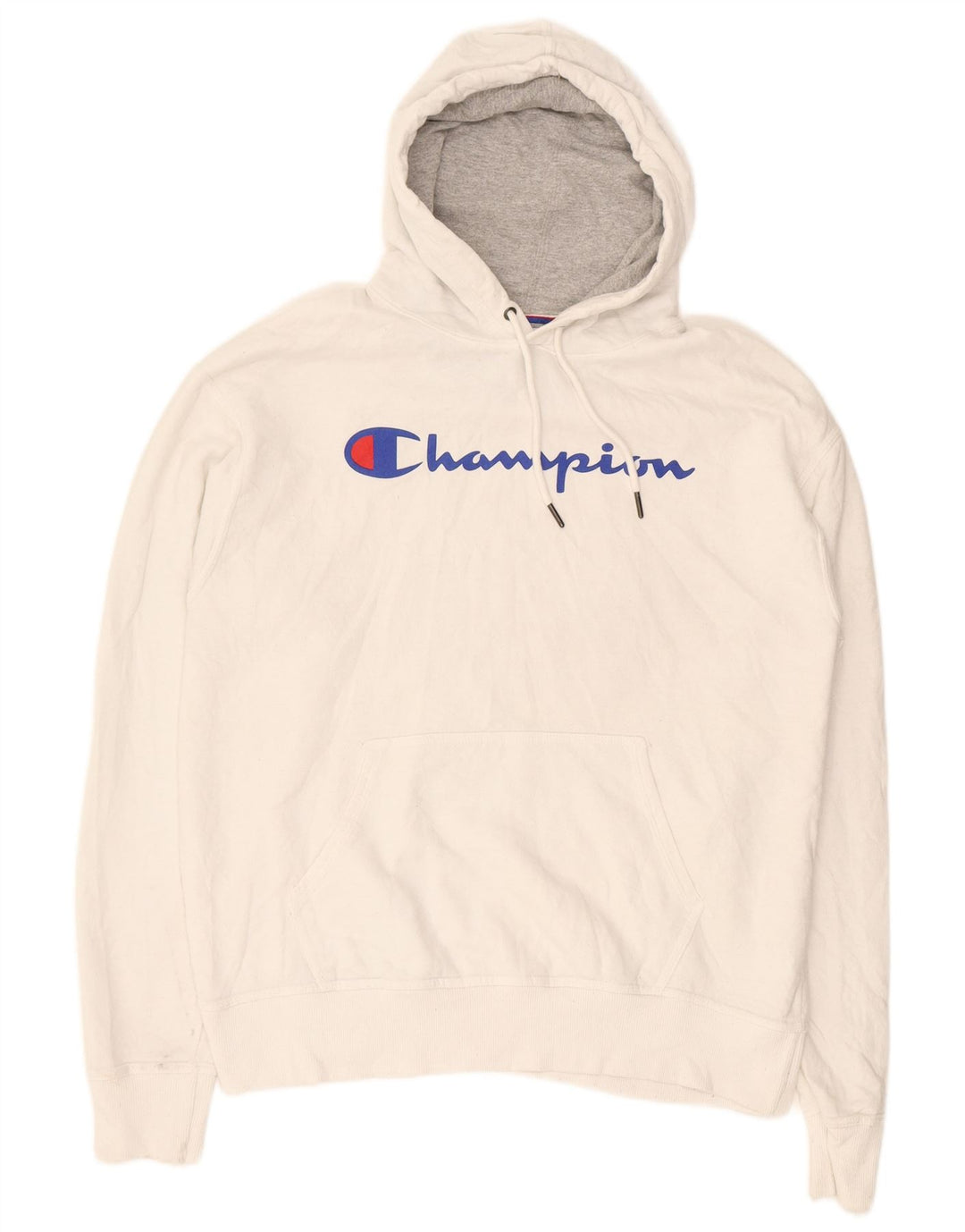 CHAMPION Suéter com capuz gráfico masculino grande algodão branco