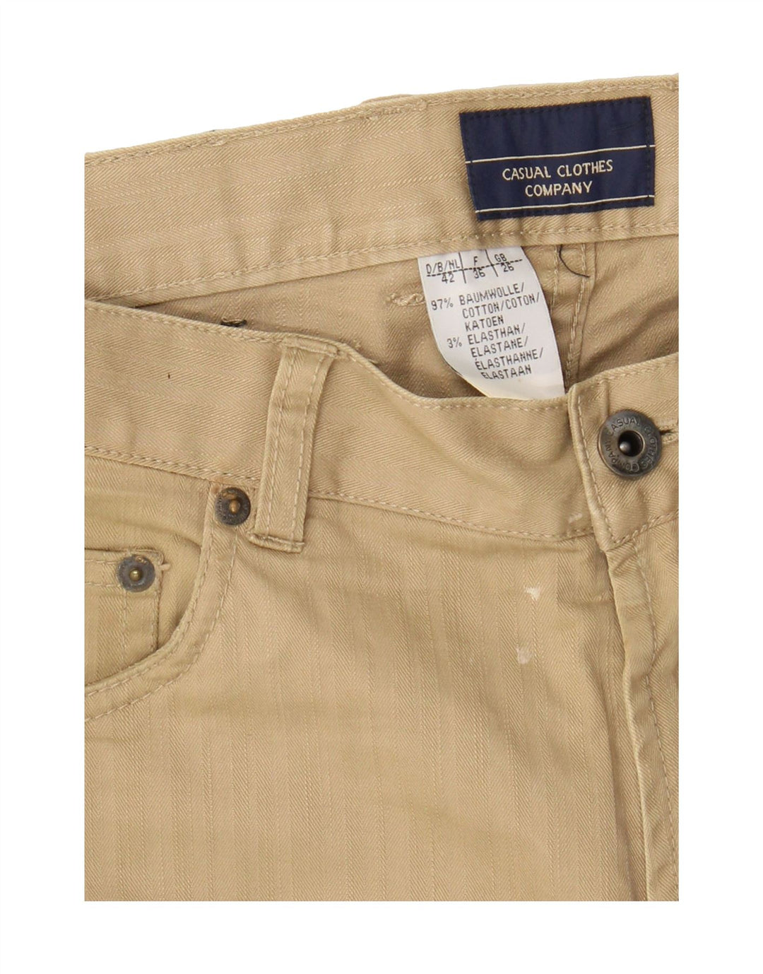 VINTAGE Mens Straight Casual Trousers W26 L30 Beige Cotton Vintage Vintage and Second-Hand Vintage from Messina Hembry 