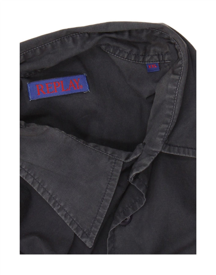 Camisa masculina de manga curta REPLAY 2XL cinza