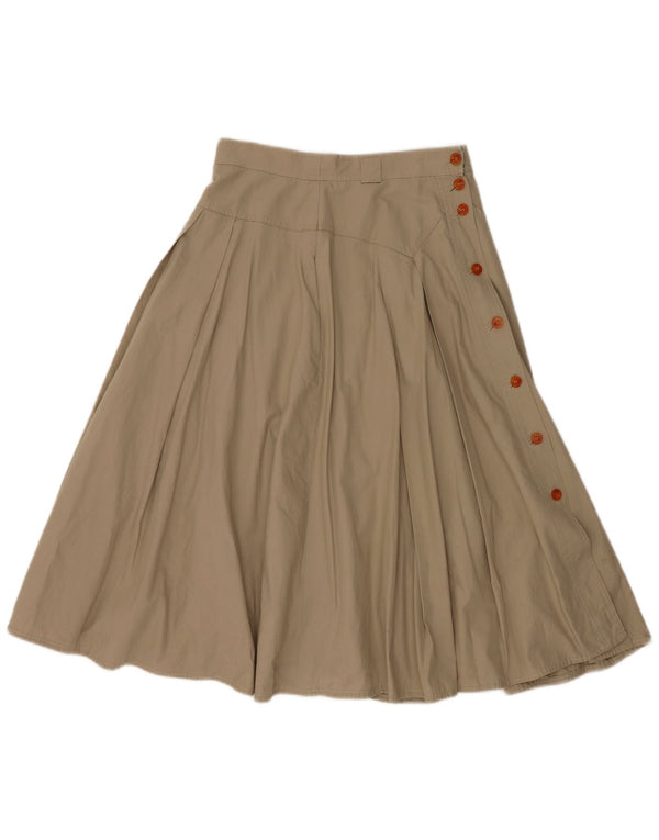 Saia larga feminina vintage IT 38 XS W26 algodão bege