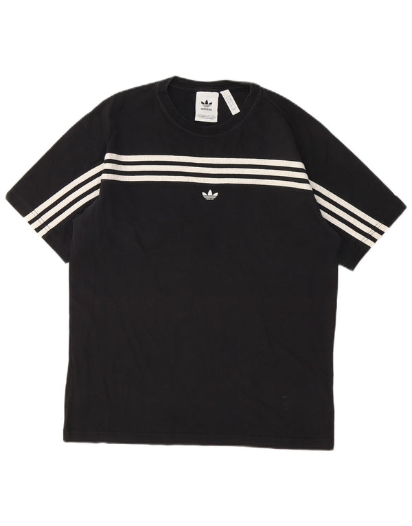 Adidas Mens Camiseta Top Pequeno Algodão Preto