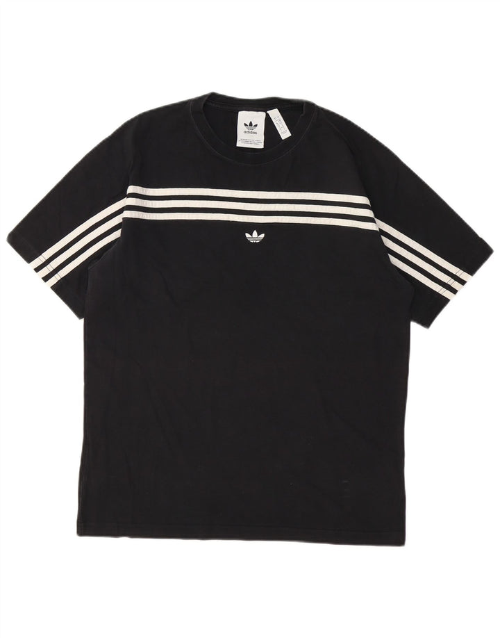 Adidas Mens Camiseta Top Pequeno Algodão Preto