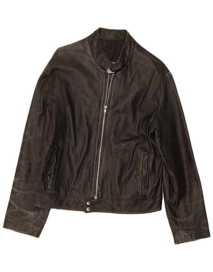 Jaqueta de couro masculina vintage UK 38 couro preto médio