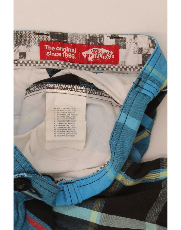 Shorts Cargo Masculino Vans Pequeno W28 Azul Xadrez Algodão