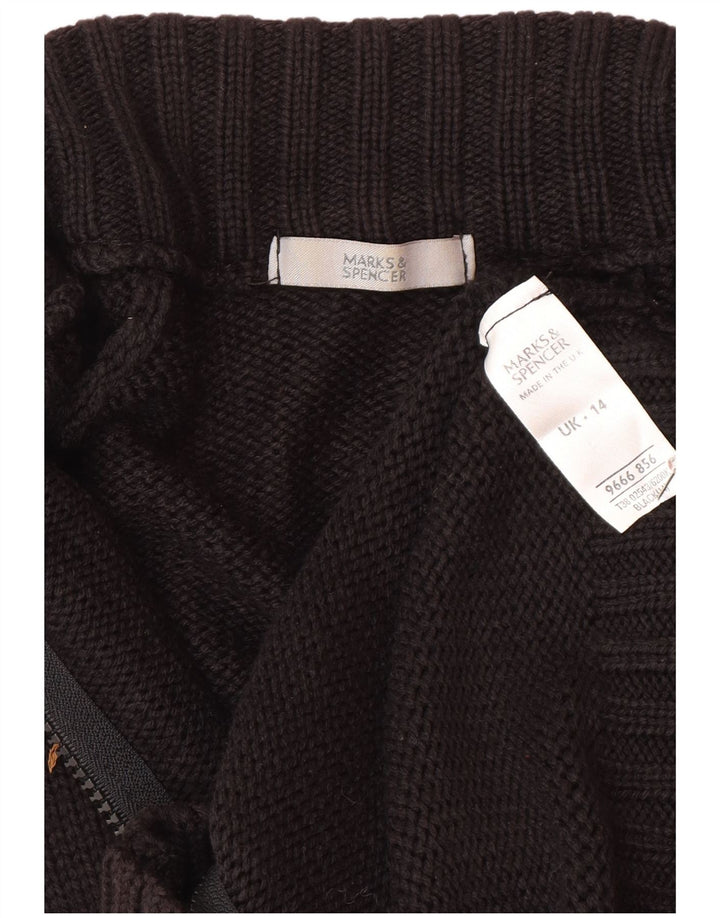 Suéter cardigã feminino Marks & Spencer Reino Unido 14 acrílico preto médio