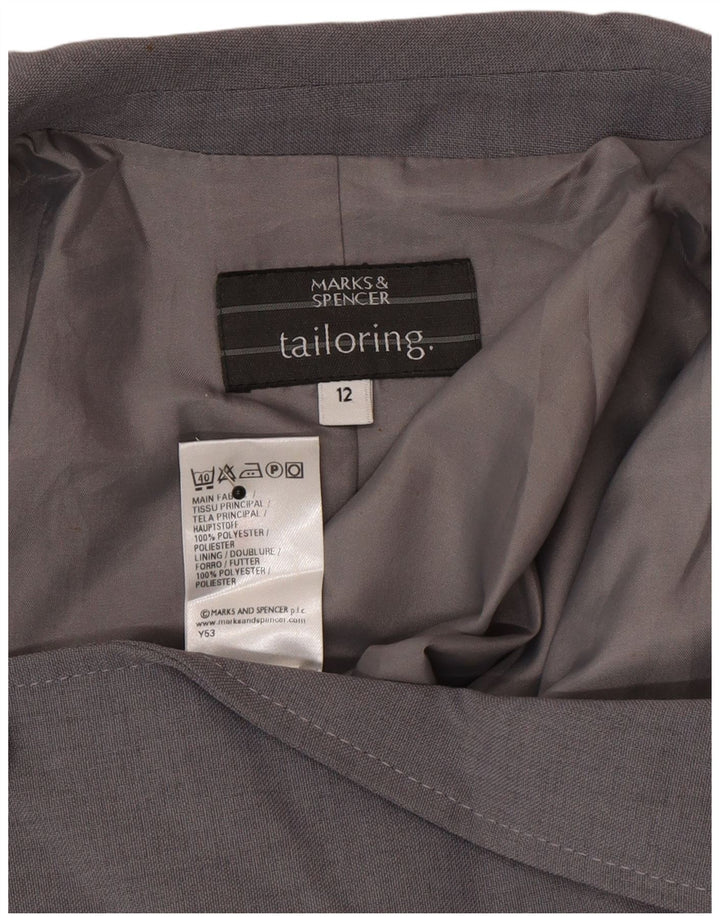 Jaqueta blazer feminina Marks & Spencer com 1 botão Reino Unido 12 poliéster cinza médio
