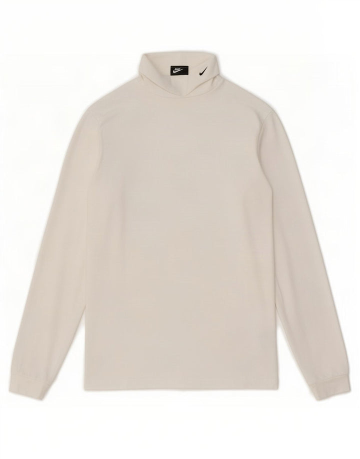 Nike Mens Dri Fit Top Manga Longa Pequeno Algodão Branco