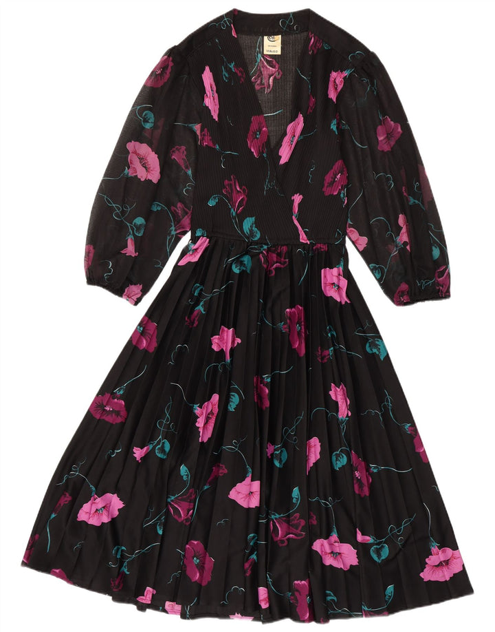C&A Vestido maxi feminino manga 3/4 EU 40 poliéster floral preto médio
