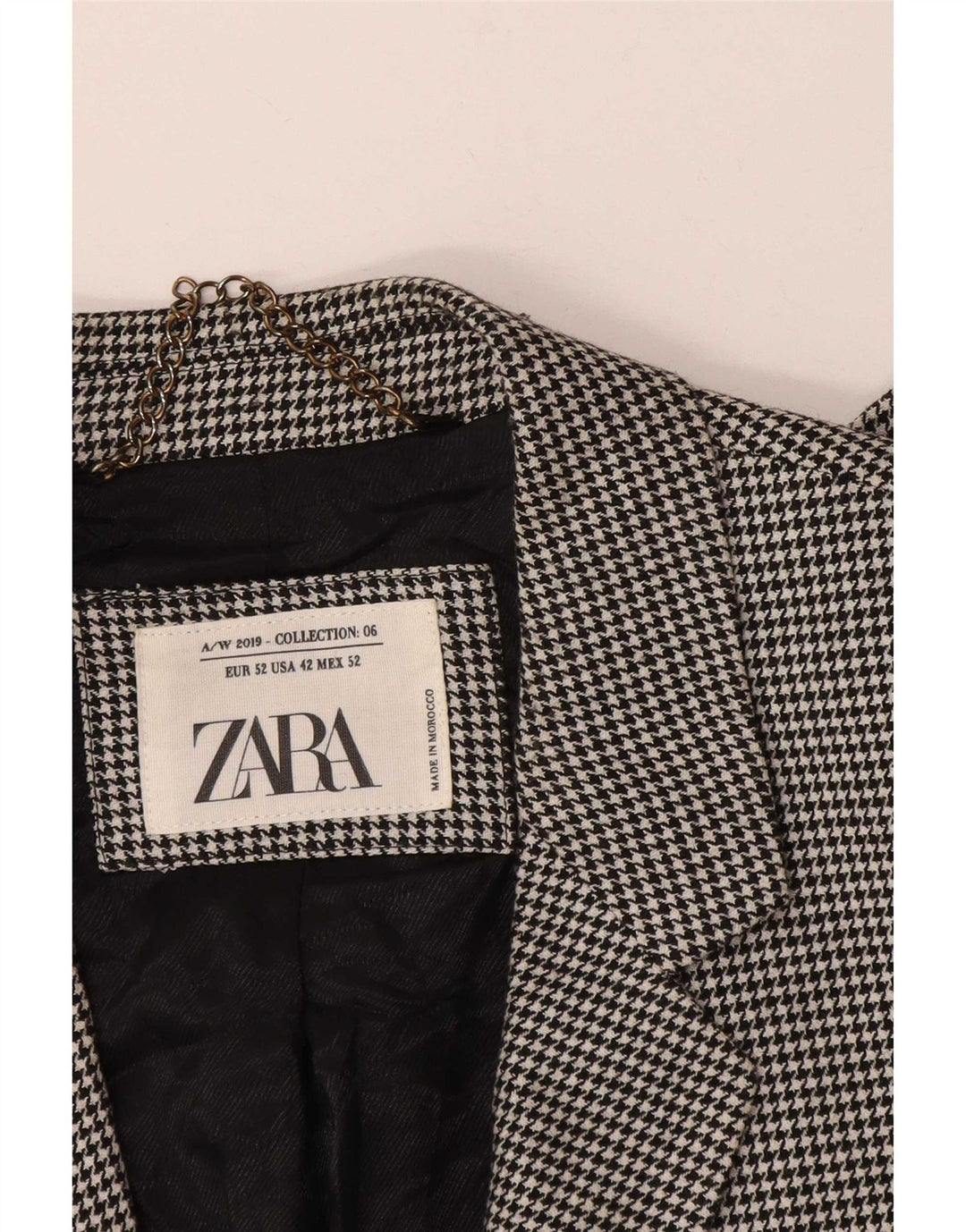 Jaqueta blazer masculina Zara com 2 botões UE 52 grande preto Houndstooth