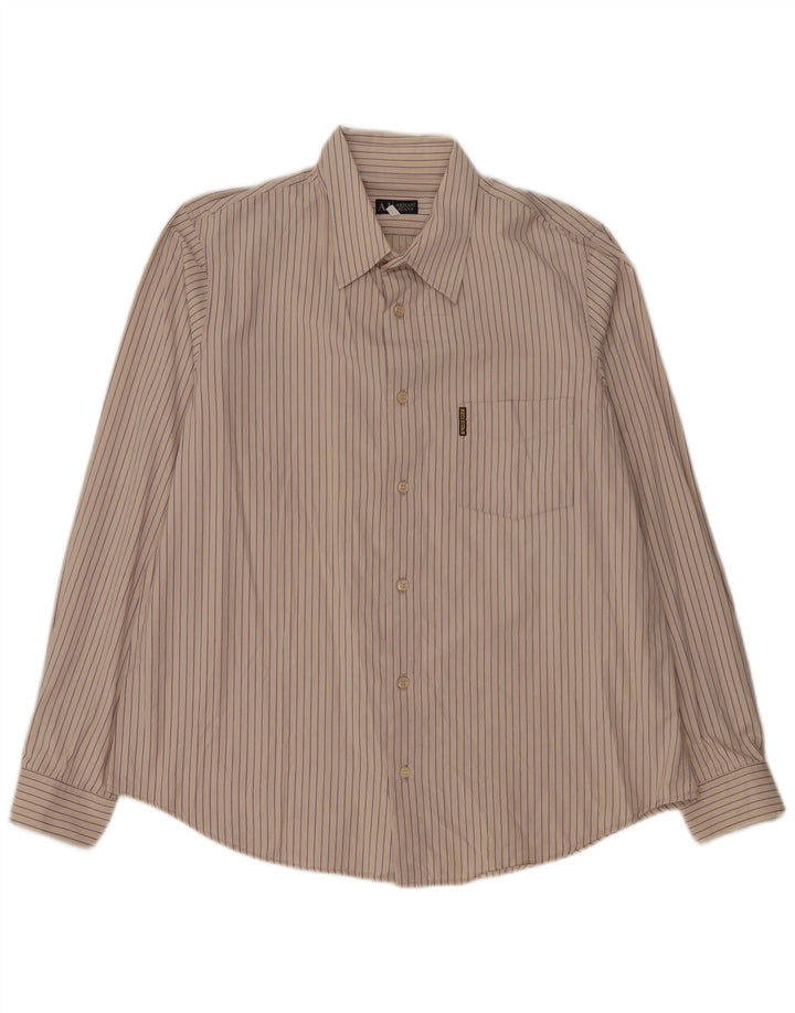 Camisa masculina Armani Jeans 3XL algodão listrado bege
