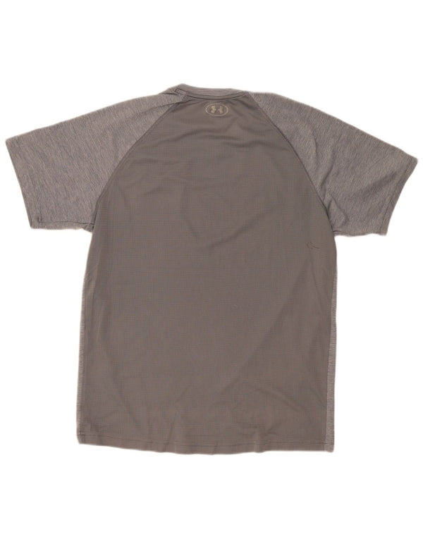 Camiseta masculina Under Armour Heat Gear grande cinza manchada