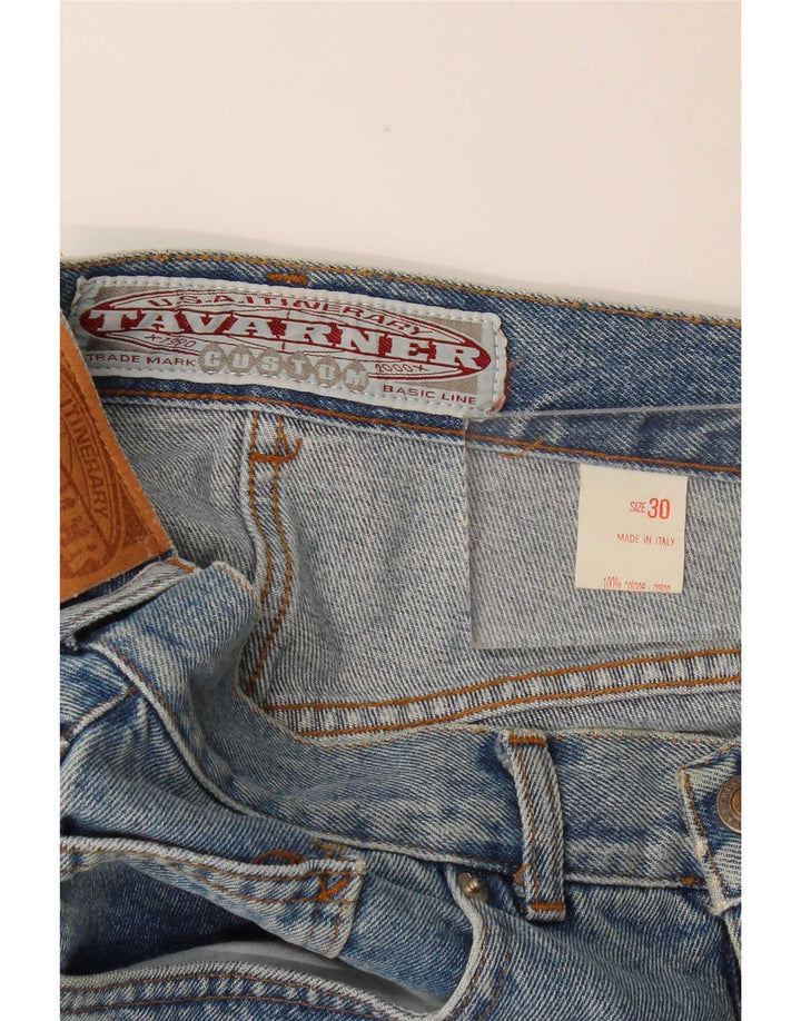 Mini saia jeans feminina Tavarner W30 algodão azul médio