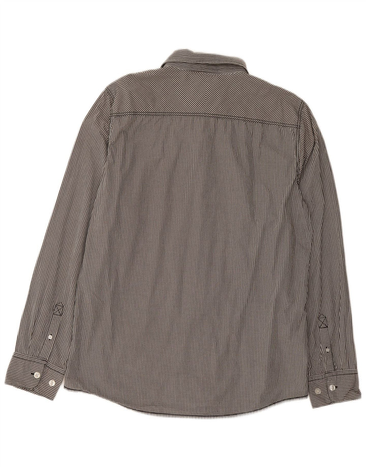 Camisa masculina Fat Face grande algodão guingão cinza