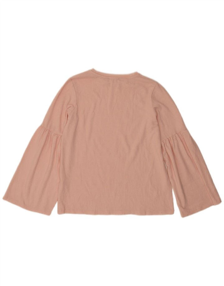 Blusa feminina Zara Trafaluc manga comprida top Reino Unido 14 poliéster rosa médio