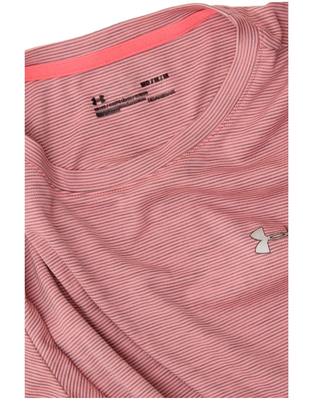 Camiseta feminina Under ARMOUR Heat Gear Top Reino Unido 14 risca de giz rosa médio