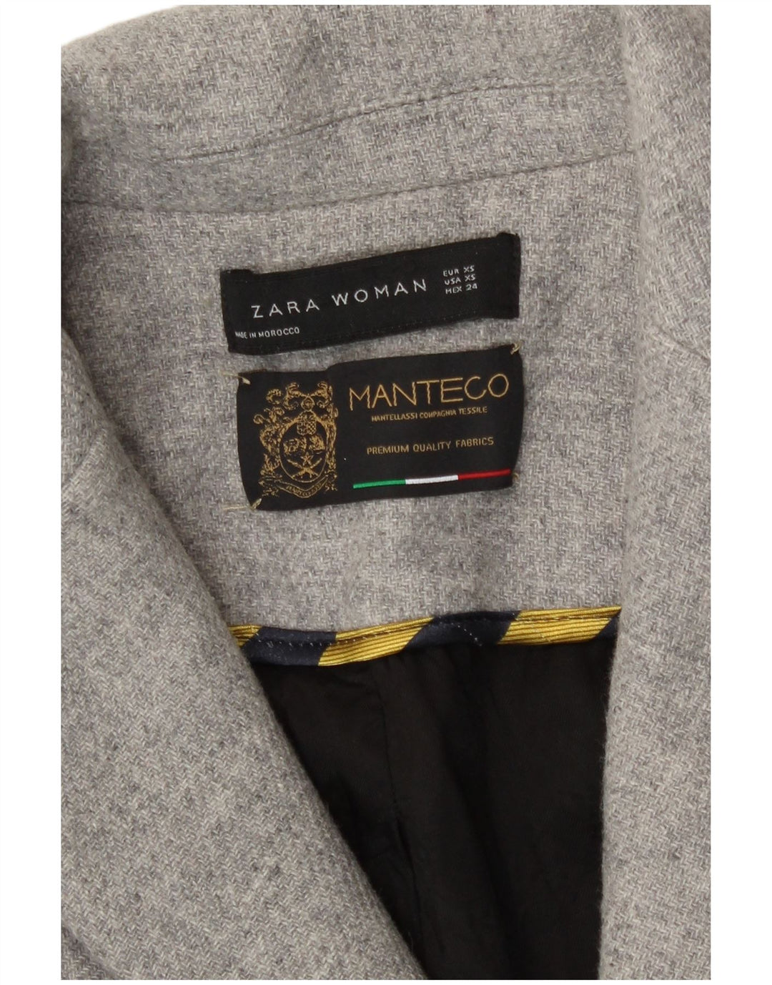 Casaco feminino Zara com peito duplo Reino Unido 6 XS lã cinza