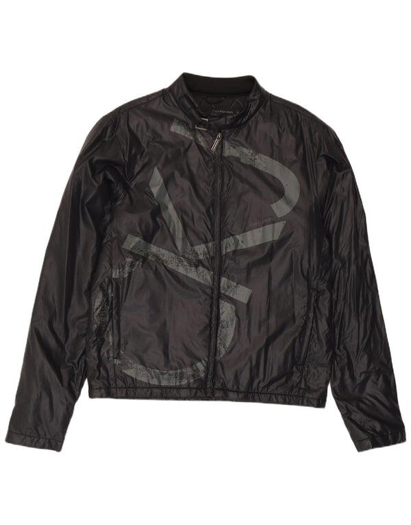 Jaqueta de chuva masculina Calvin Klein Jeans Graphic UK 40 grande poliamida preta