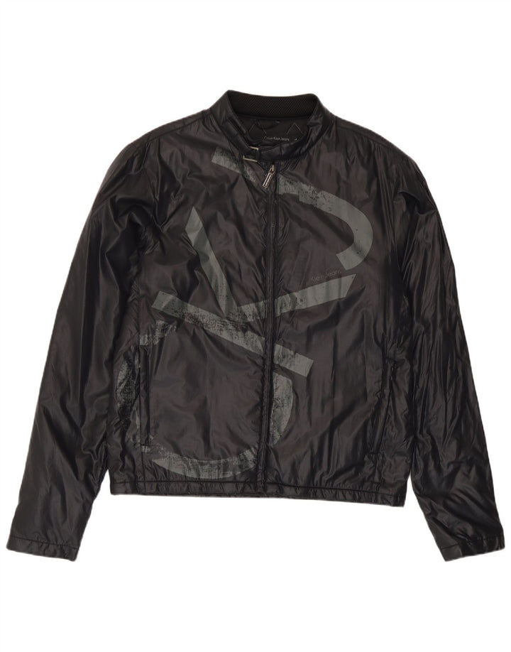 Jaqueta de chuva masculina Calvin Klein Jeans Graphic UK 40 grande poliamida preta