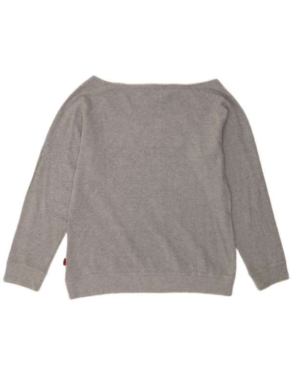 Kappa moletom gráfico feminino jumper UK 18 XL cinza manchado algodão coração