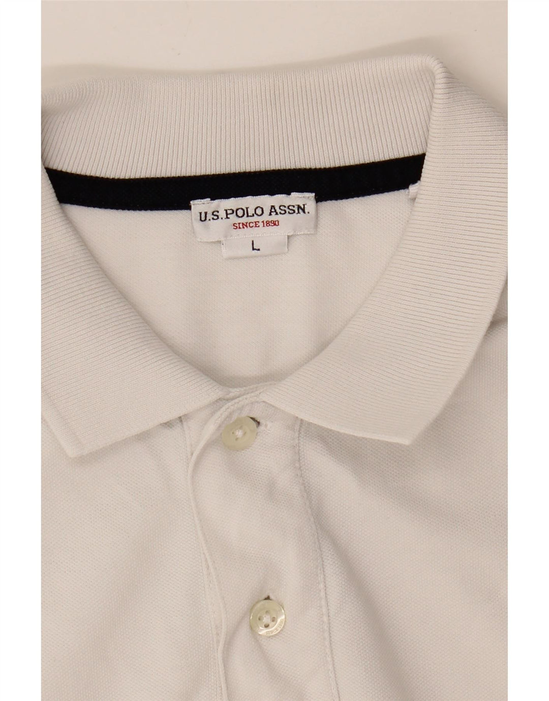 U.S. POLO ASSN. Mens Polo Shirt Large White Cotton Vintage U.S. Polo Assn. and Second-Hand U.S. Polo Assn. from Messina Hembry 