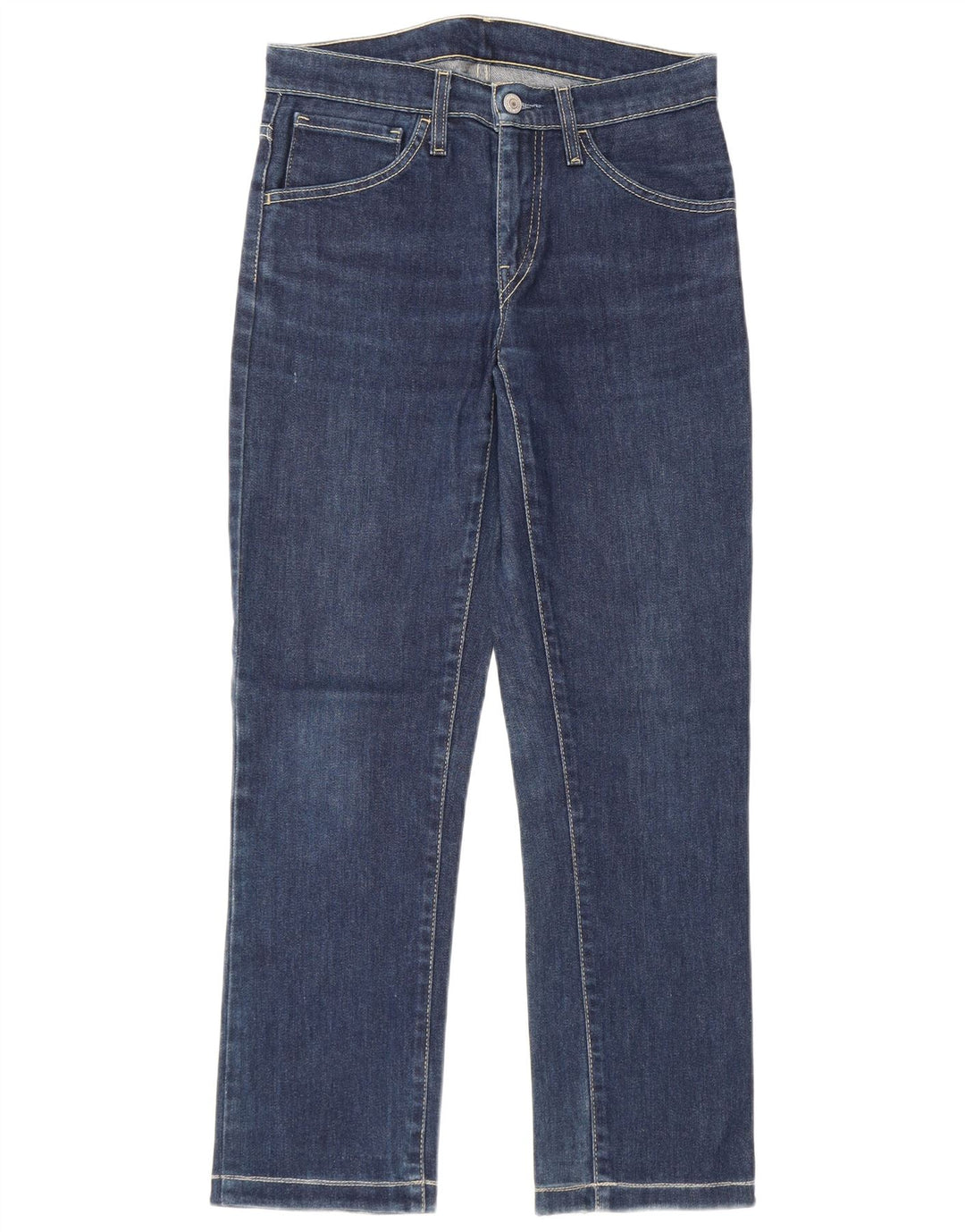 Jeans retos femininos Levi's W29 L28 algodão azul marinho