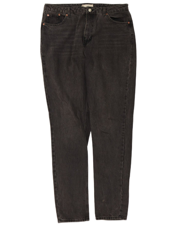 Calça jeans feminina Topshop Mom cintura alta cônica W34 L33 cinza poliéster