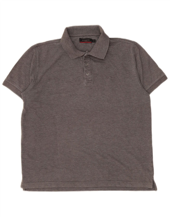 Camisa polo masculina Pierre Cardin poliéster cinza médio