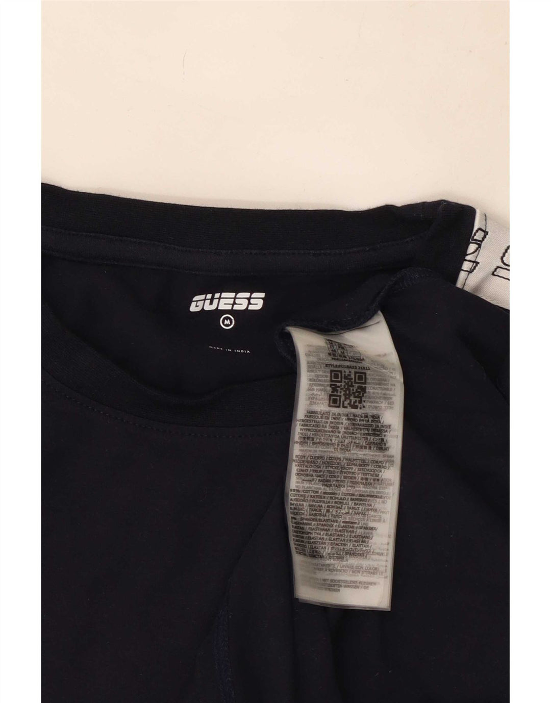 Guess Camiseta masculina gráfica Top médio azul marinho algodão colorblock