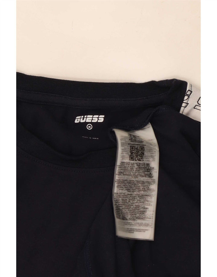 Guess Camiseta masculina gráfica Top médio azul marinho algodão colorblock