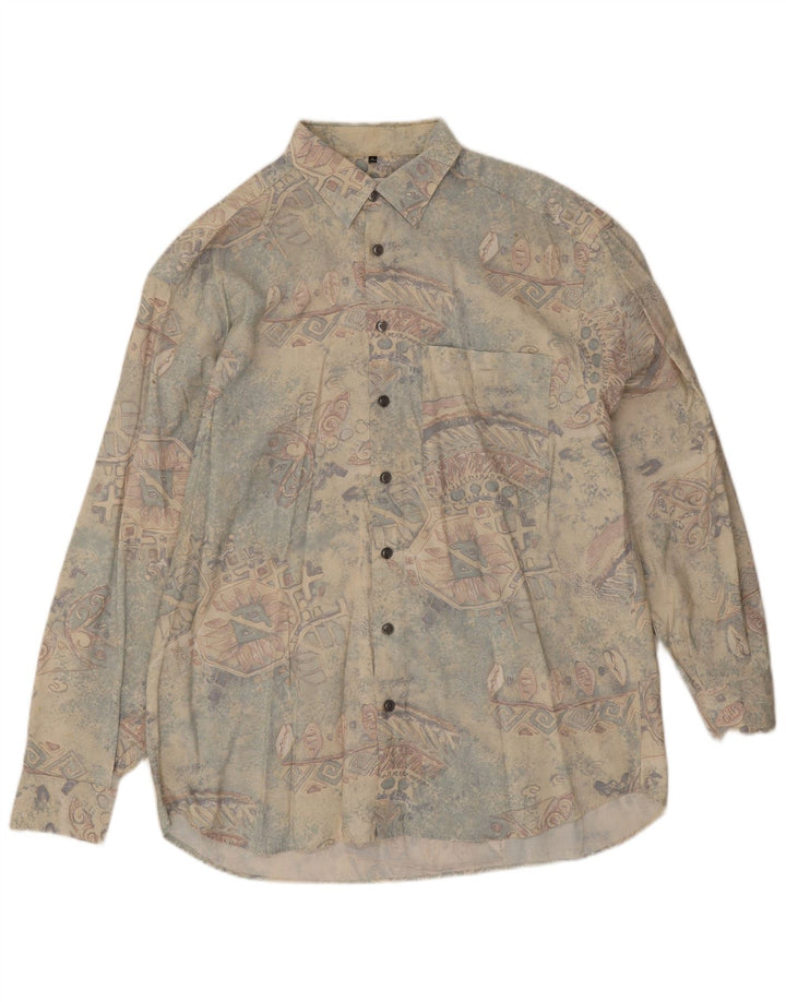 Camisa masculina Club D'Amingo com estampa abstrata tamanho 41/42 grande multicolorida
