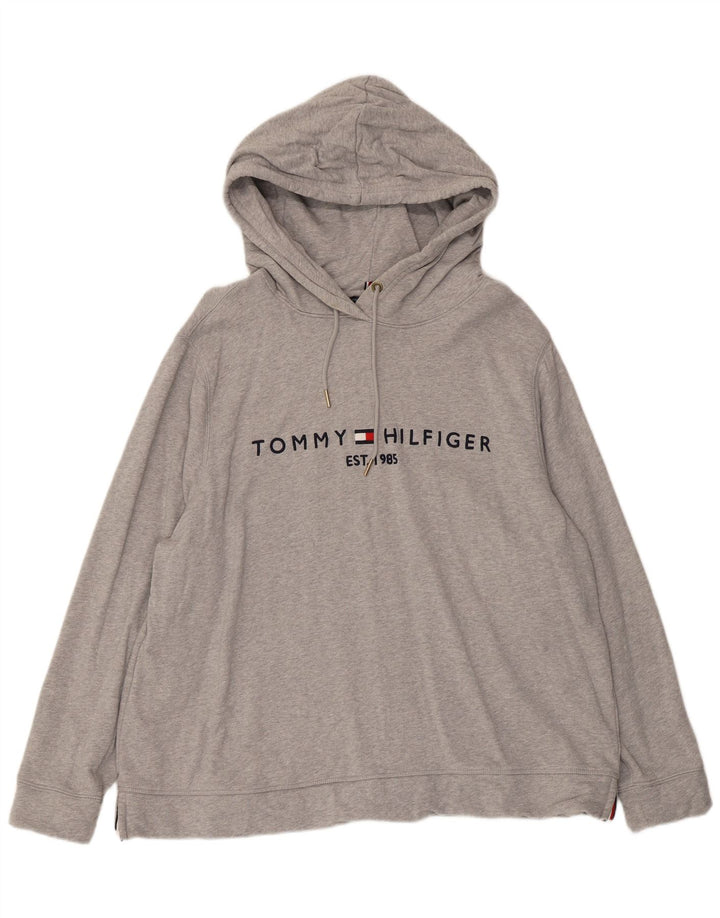 Tommy Hilfiger moletom com capuz gráfico masculino 2XL algodão cinza