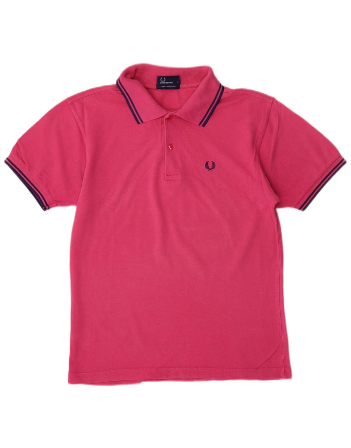 Camisa pólo masculina FRED PERRY pequena de algodão rosa