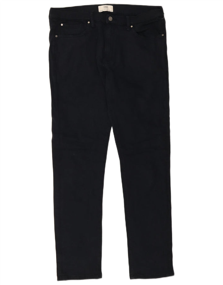 Marks & Spencer Mens Slim Jeans W36 L33 Azul Marinho Algodão