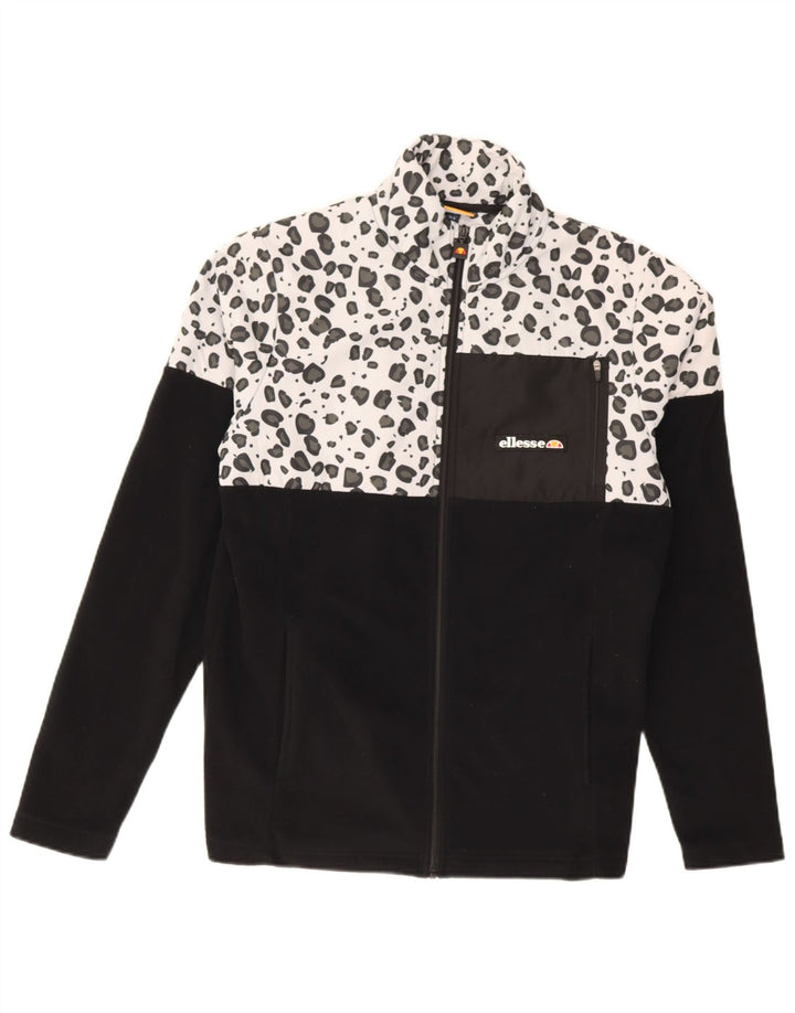 Jaqueta de lã masculina Ellesse Reino Unido 36 poliéster preto pequeno com estampa animal