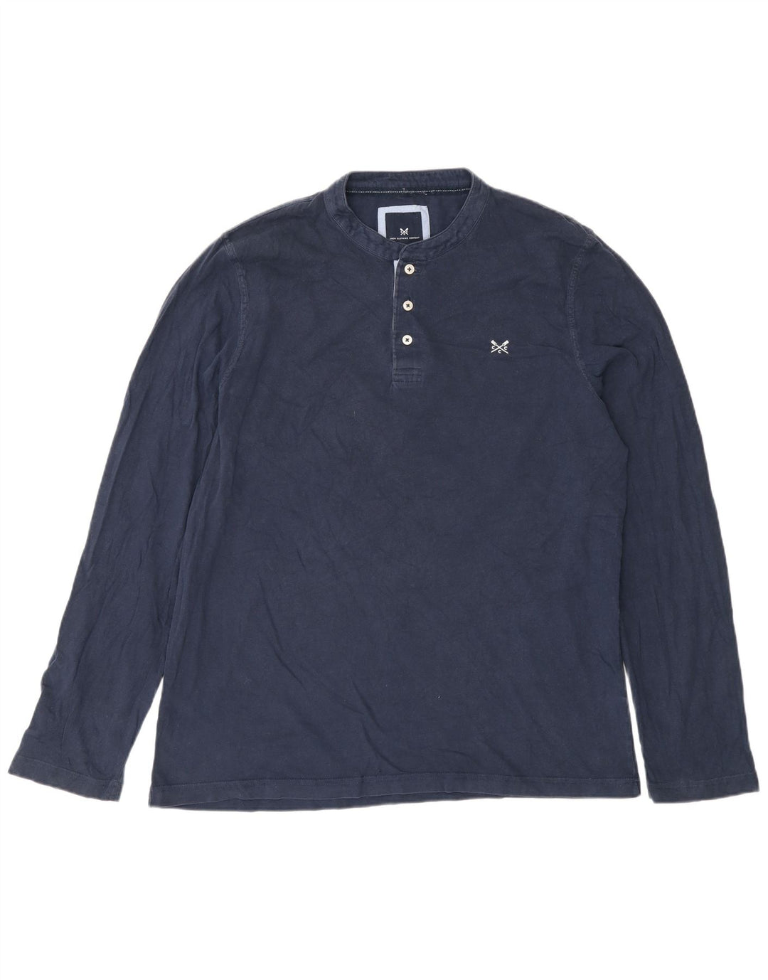 Crew Clothing Mens Top Manga Longa XL Azul Marinho Algodão