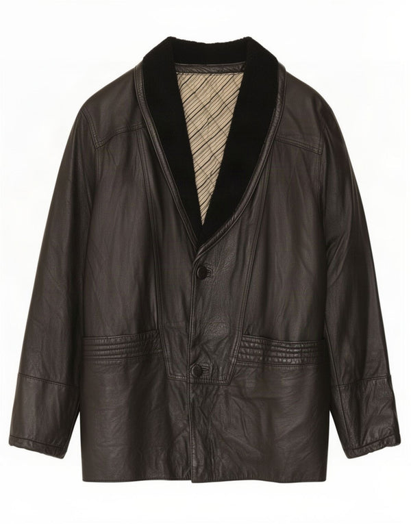Jaqueta de couro masculina vintage IT 48 média preta