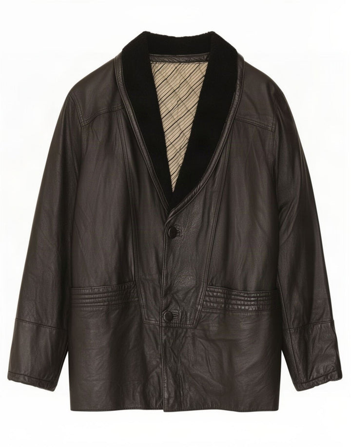 Jaqueta de couro masculina vintage IT 48 média preta