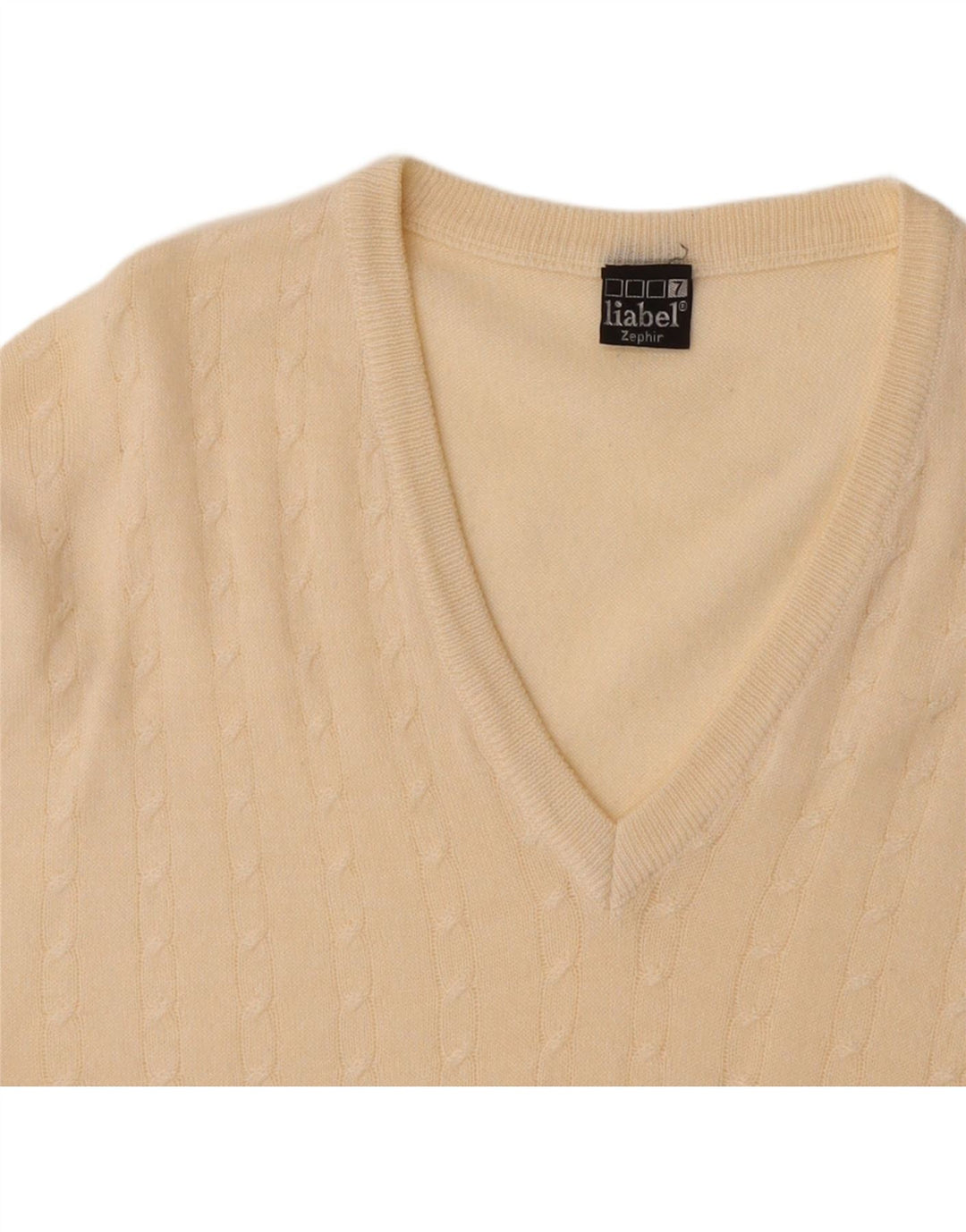 Suéter masculino VINTAGE com decote em V grande off white