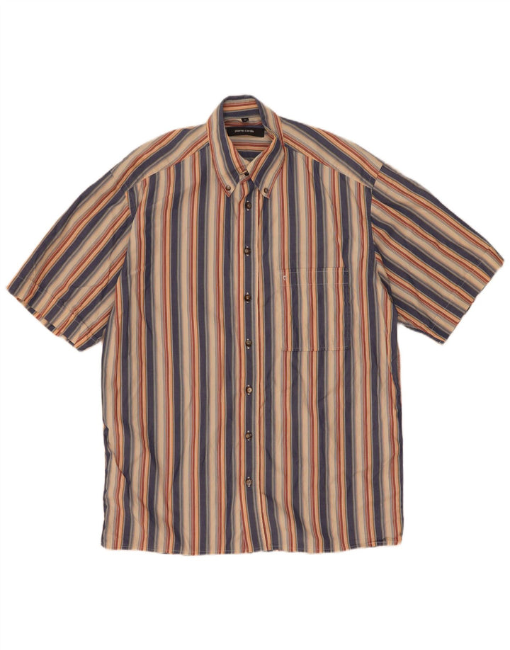 Camisa masculina de manga curta Pierre Cardin tamanho 39 médio listrado multicolorido