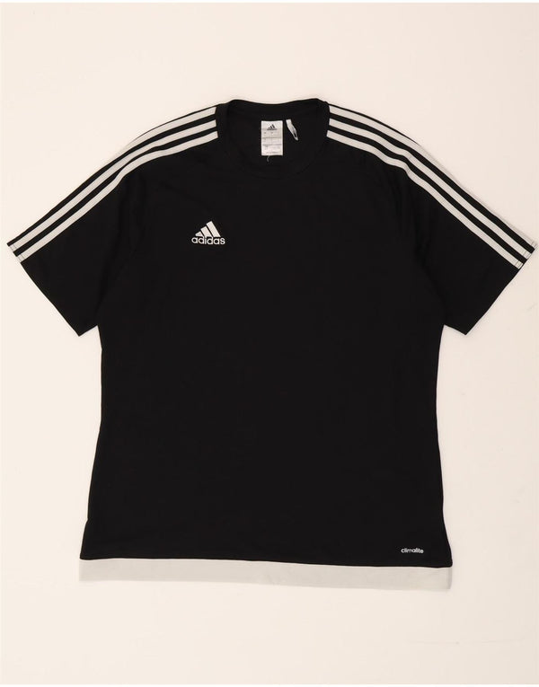 ADIDAS Mens Climalite T-Shirt Top Grande Preto Colourblock Poliéster
