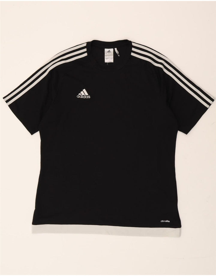 ADIDAS Mens Climalite T-Shirt Top Grande Preto Colourblock Poliéster