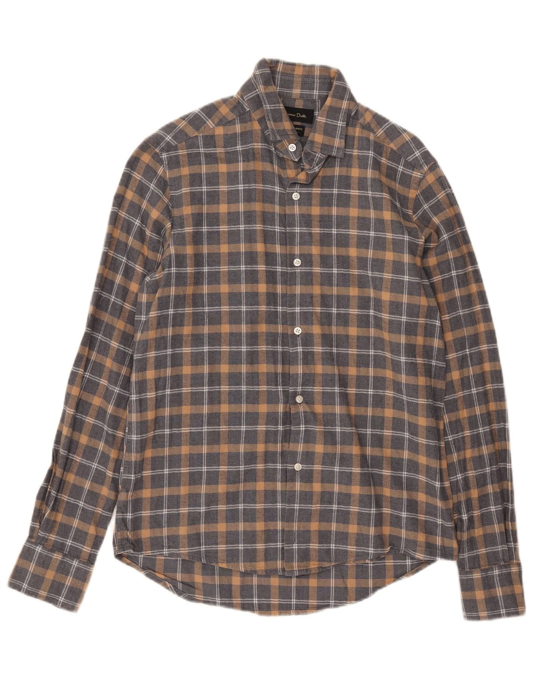 Camisa masculina de flanela Massimo Dutti pequena xadrez cinza