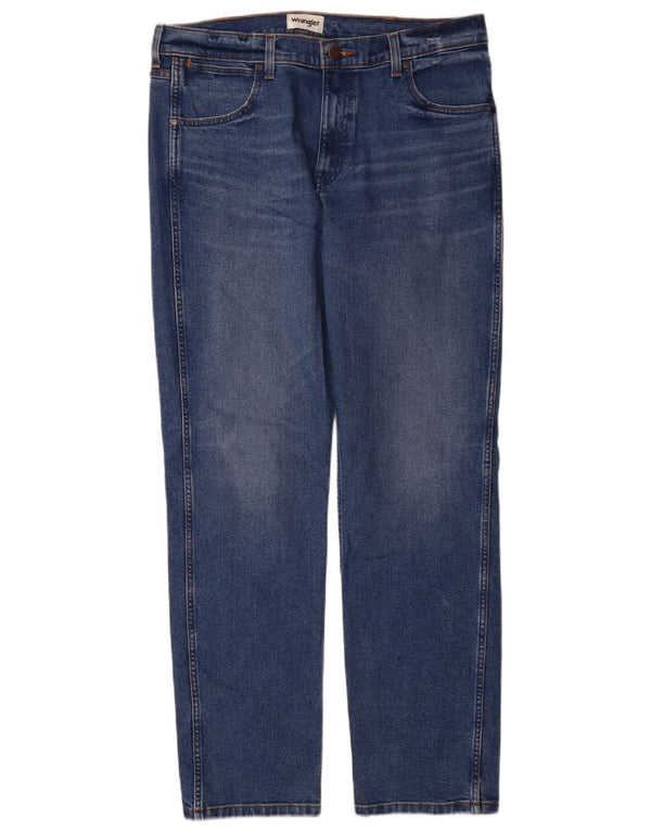 Wrangler Mens Greensboro Straight Jeans W35 L34 Azul Algodão