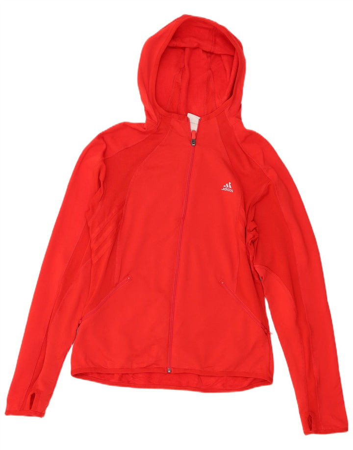 Suéter adidas feminino com capuz e zíper Reino Unido 14 grande poliéster vermelho