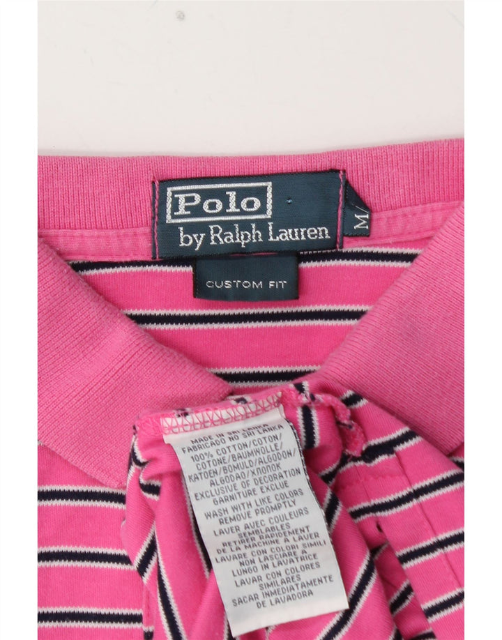 POLO RALPH LAUREN Camisa polo masculina de ajuste personalizado médio algodão listrado rosa