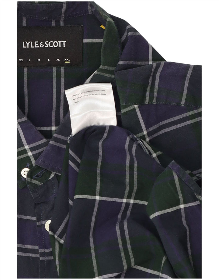 Camisa masculina Lyle & Scott 2XL algodão xadrez azul marinho